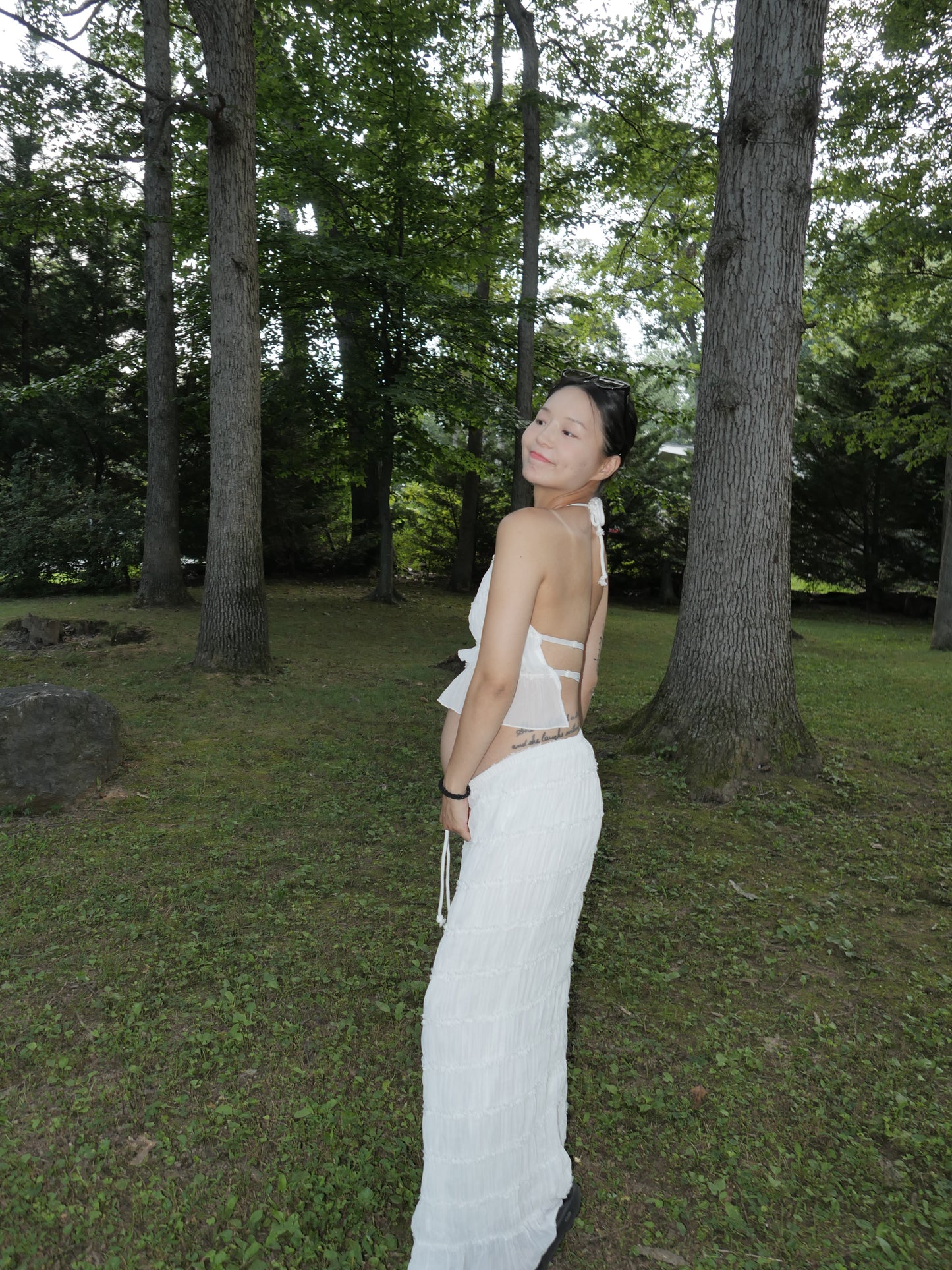 Boho Backless Halter Top & Maxi Skirt Set