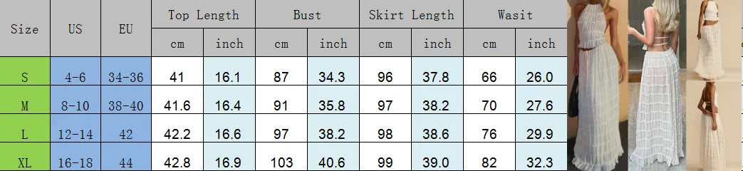 Boho Backless Halter Top & Maxi Skirt Set